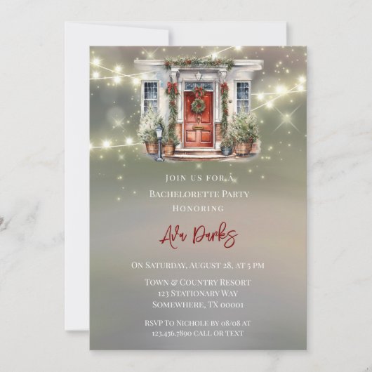 Invitation Green Red Berry Décor Porte Lite Bachelorette Part (Devant)