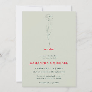 Invitation Green Red Boho Indie Botanique nous faisons Floral