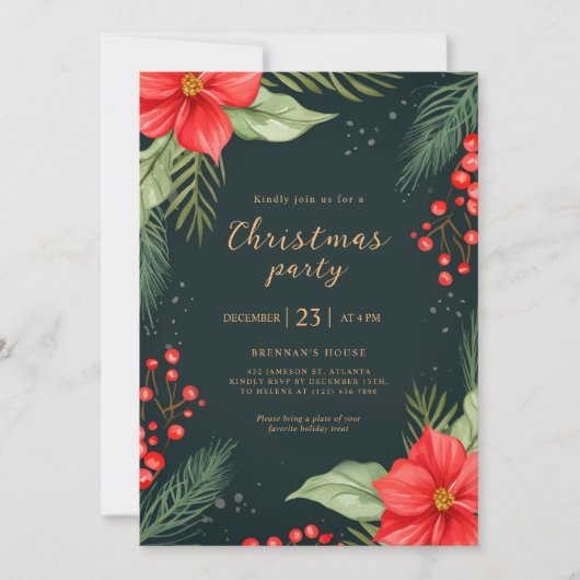 Invitation Green Red Fête de Noël (Devant)