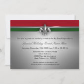 Invitation Green Red Fleur de Lis Holiday (Dos)