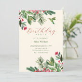 Invitation Green red floral birthday (Debout devant)