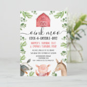 Invitation Green Red Joint Farm Animaux Folithe Anniversaire (Debout devant)