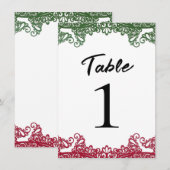 Invitation Green & Red Lace Elegant Fiesta Blanc Numéro de ta (Devant / Derrière)