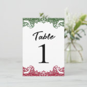 Invitation Green & Red Lace Elegant Fiesta Blanc Numéro de ta (Debout devant)