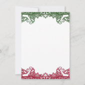 Invitation Green & Red Lace Elegant Fiesta Blanc Numéro de ta (Dos)