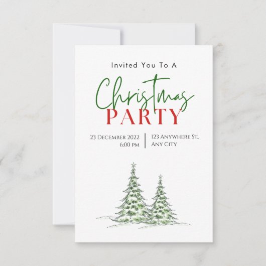 Invitation Green Red Modern Christmas (Devant)