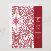 Invitation Green & Red Snowflake Fête Noël moderne (Dos)