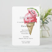Invitation Green Red Watermelon Ice Cream Cone Birthday   (Debout devant)
