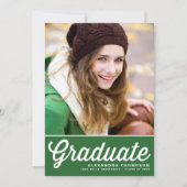 Invitation Green Retro Bold Typographie Photo Graduation (Devant)