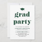 Invitation Green Retro Bold Typography Graduation Party (Devant)
