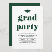 Invitation Green Retro Bold Typography Graduation Party (Devant / Derrière)
