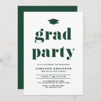 Green Retro Bold Typography Graduation Party