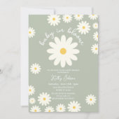 Invitation Green Retro Super Daisy Baby dans la douche en fle (Devant)