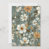 Invitation Green Retro Un Petit Baby shower Fleur sauvage (Dos)