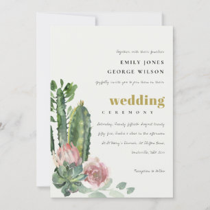 INVITATION GREEN ROSE FLORAL DESERT CACTI FOLIMARIAGE
