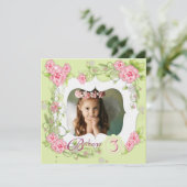 Invitation Green Rose Rose Girls 3e fête d'anniversaire (Debout devant)
