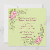 Invitation Green Rose Rose Girls 3e fête d'anniversaire (Dos)
