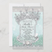 Invitation Green Royal Bling Parties scintillant Bébé Douche (Devant)