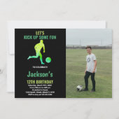 Invitation Green Runer Soccer Anniversaire avec photo (Devant)