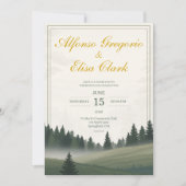 Invitation Green Rustic Forest Classic Watercolor Wedding (Devant)