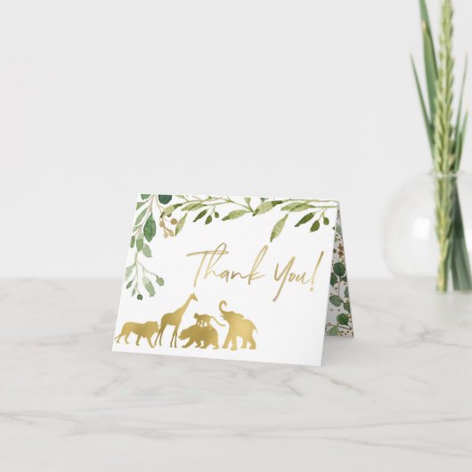 Invitation Green Safari Animal Folded ThankYou Card (Devant)