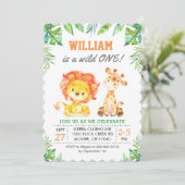 Invitation Green Safari Jungle 1er Garçon Premier anniversair (Debout devant)