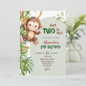 Invitation Green Safari Monkey Born Two Be Wild 2nd Birthday (Debout devant)