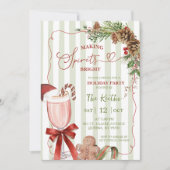 Invitation Green Sage Stripes Christmas Making Spirit Bright  (Devant)