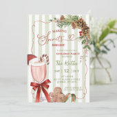 Invitation Green Sage Stripes Christmas Making Spirit Bright  (Debout devant)