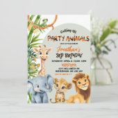 Invitation Green Savannah Calling All Party Animals Birthday (Debout devant)