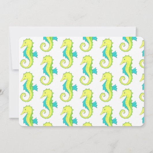 Invitation Green Seahorse Sea Horse Beach fête d'anniversaire (Dos)