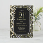 Invitation Green Sequins 21e fête d'anniversaire (Debout devant)