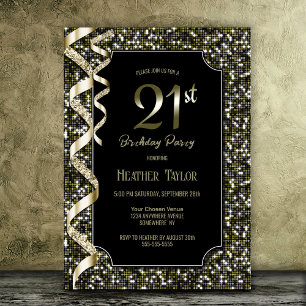 Invitation Green Sequins 21e fête d'anniversaire