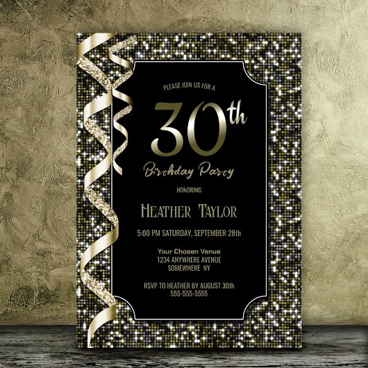 Invitation Green Sequins 30e fête d'anniversaire