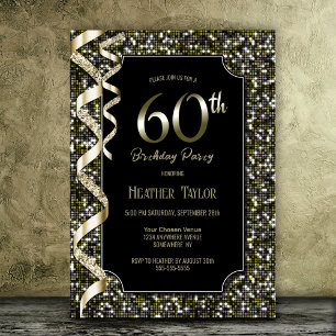 Invitation Green Sequins 60e fête d'anniversaire