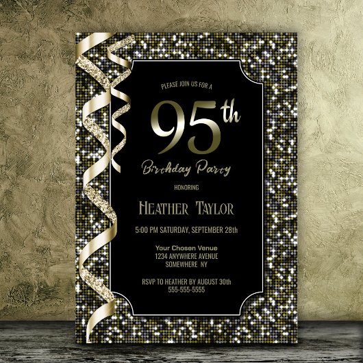 Invitation Green Sequins 95e fête d'anniversaire