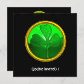 INVITATION GREEN SHAMROCK GEMSTONE, FÊTE DE LA JOURNÉE DE ST  (Devant / Derrière)
