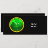 INVITATION GREEN SHAMROCK GEMSTONE, FÊTE DE LA JOURNÉE DE ST  (Devant / Derrière)