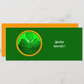 INVITATION GREEN SHAMROCK GEMSTONE, FÊTE DE LA JOURNÉE DE ST  (Devant / Derrière)