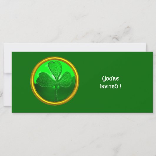 INVITATION GREEN SHAMROCK GEMSTONE, FÊTE DE LA JOURNÉE DE ST  (Devant)