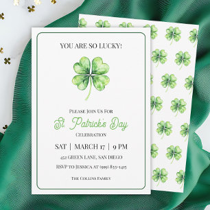 Invitation Green Shamrock Luck Simple St. Patrick's Day Party