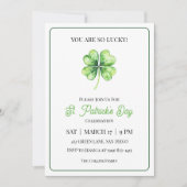 Invitation Green Shamrock Luck Simple St. Patrick's Day Party (Devant)