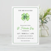 Invitation Green Shamrock Luck Simple St. Patrick's Day Party (Debout devant)
