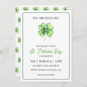 Invitation Green Shamrock Luck Simple St. Patrick's Day Party (Devant / Derrière)