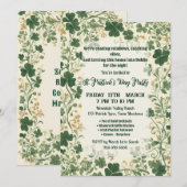 Invitation Green Shamrock Vines Funky Saint Patrick's Party  (Devant / Derrière)