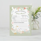 Invitation Green Silly Goose Floral En vichy Conseils pour bé (Debout devant)
