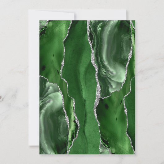 Invitation Green Silver Agate Dark 50th Birthday Party (Dos)