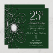 Invitation Green & Silver Diamond 25 25e anniversaire (Devant / Derrière)