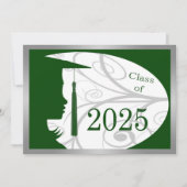 Invitation Green & Silver Silhouette 2025 Graduation Party (Devant)