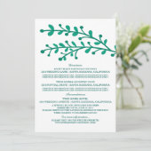 Invitation Green Simple Foliage Information du Mariage (Debout devant)